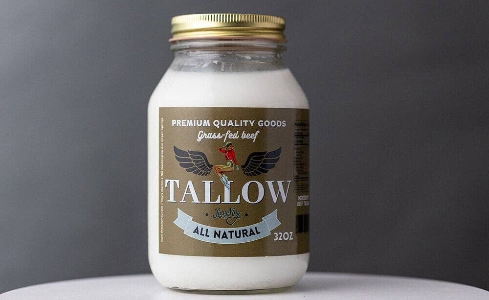 Unscented Grass-Fed Beef Tallow | 2 Pounds | Lady May Tallow