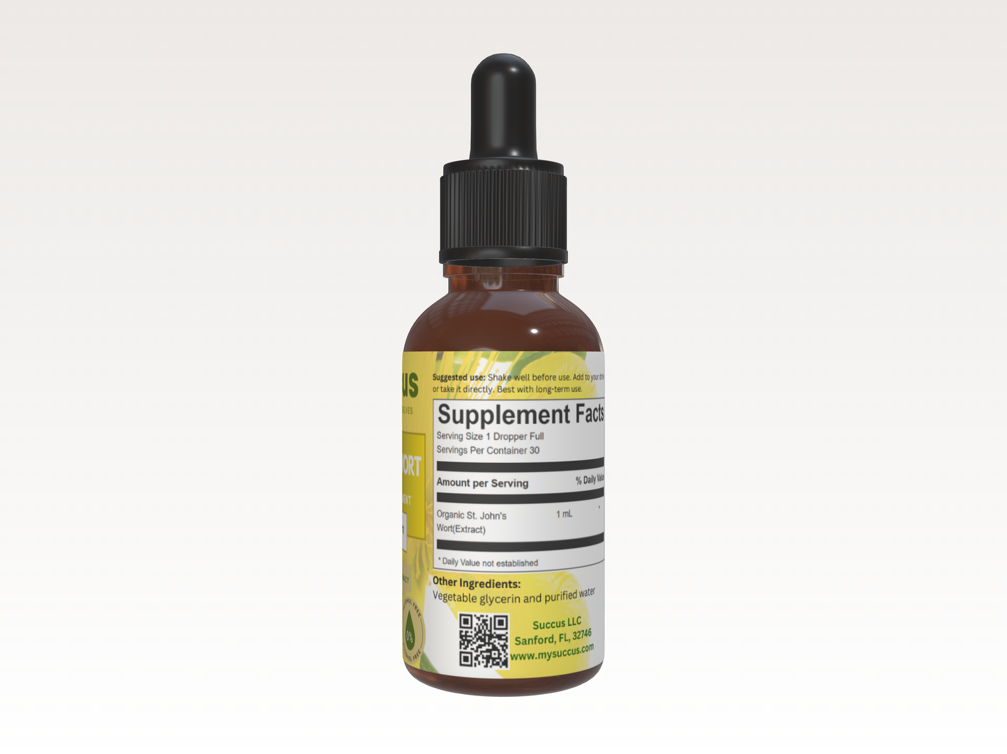 St. John's Wort Tincture | Nervous System (High Potency) | Alcohol-Free | 1 fl oz