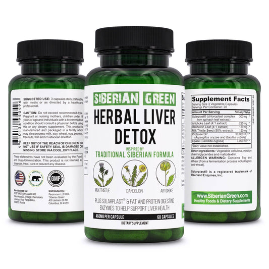 Herbal Liver Detox 60 Caps | Milk Thistle Artichoke Dandelion