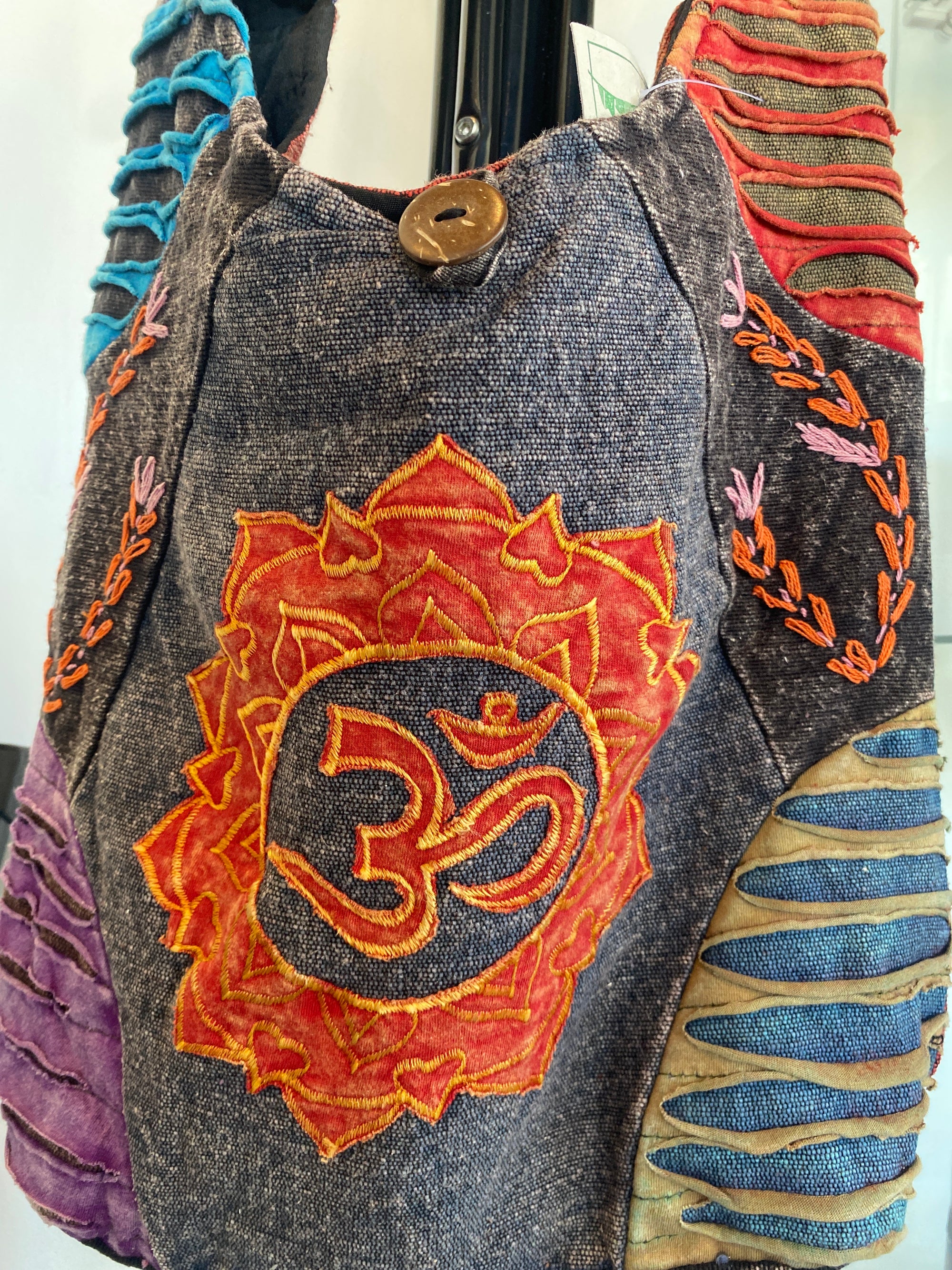 OM Floral Red Stripped Messenger Bag