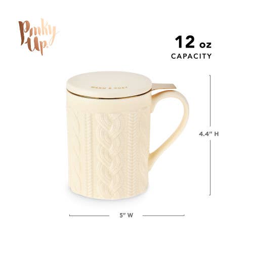 Annette™ 3D Ceramic Mug w/ Infuser - Knit - "Warm & Cozy"