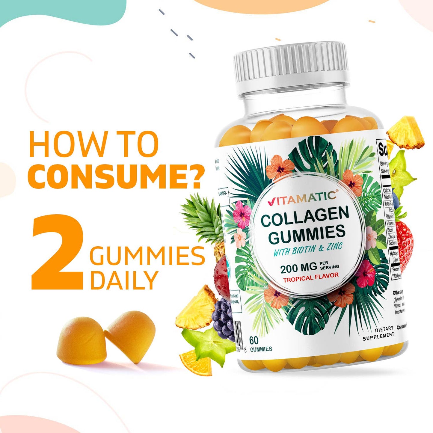 Hydrolyzed Collagen Gummies with  Zinc and Biotin