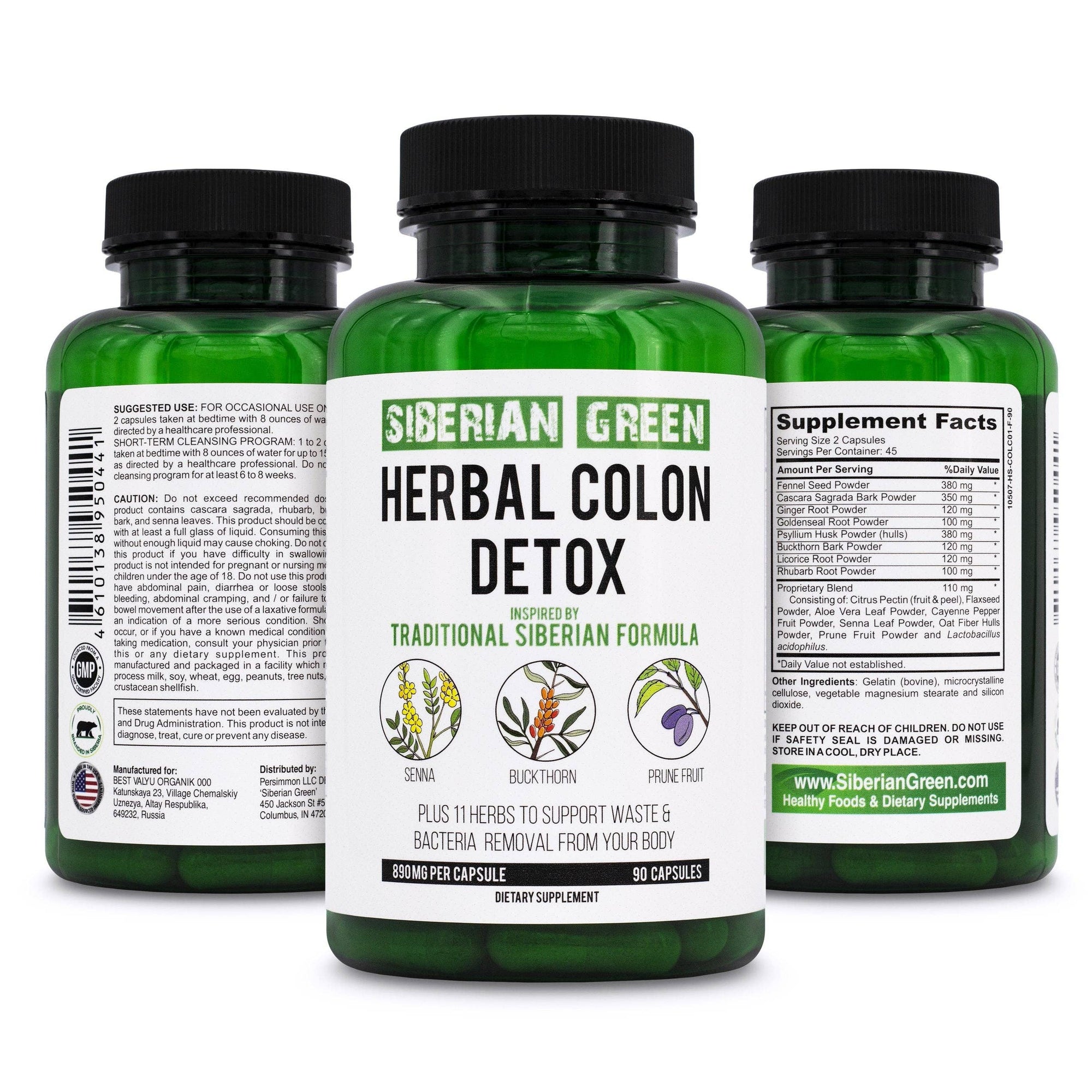 Herbal Colon Detox | Senna Buckthorn Prune | 90 Capsules