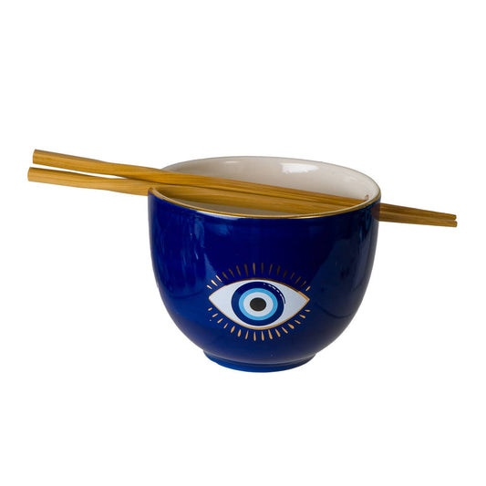 Evil Eye Ramen Bowl w/Chopsticks