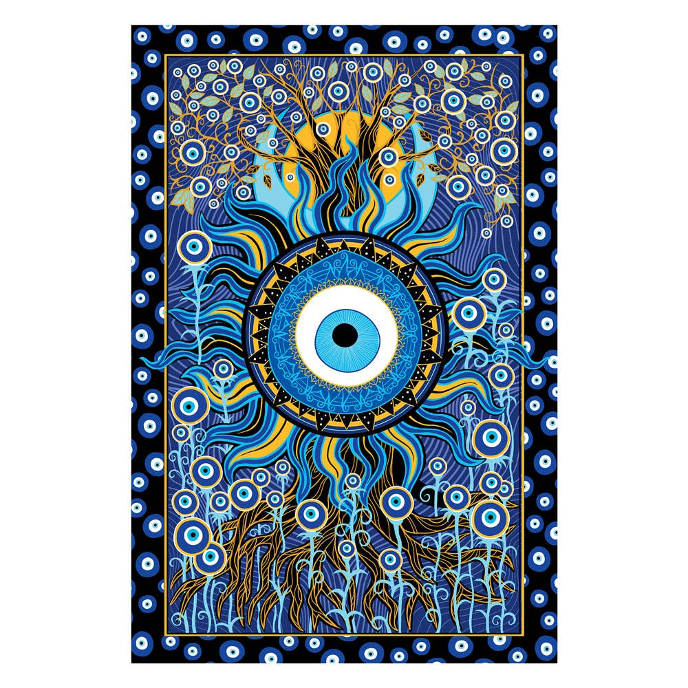 3D Evil Eye Tree of Life Tall Wall Tapestry